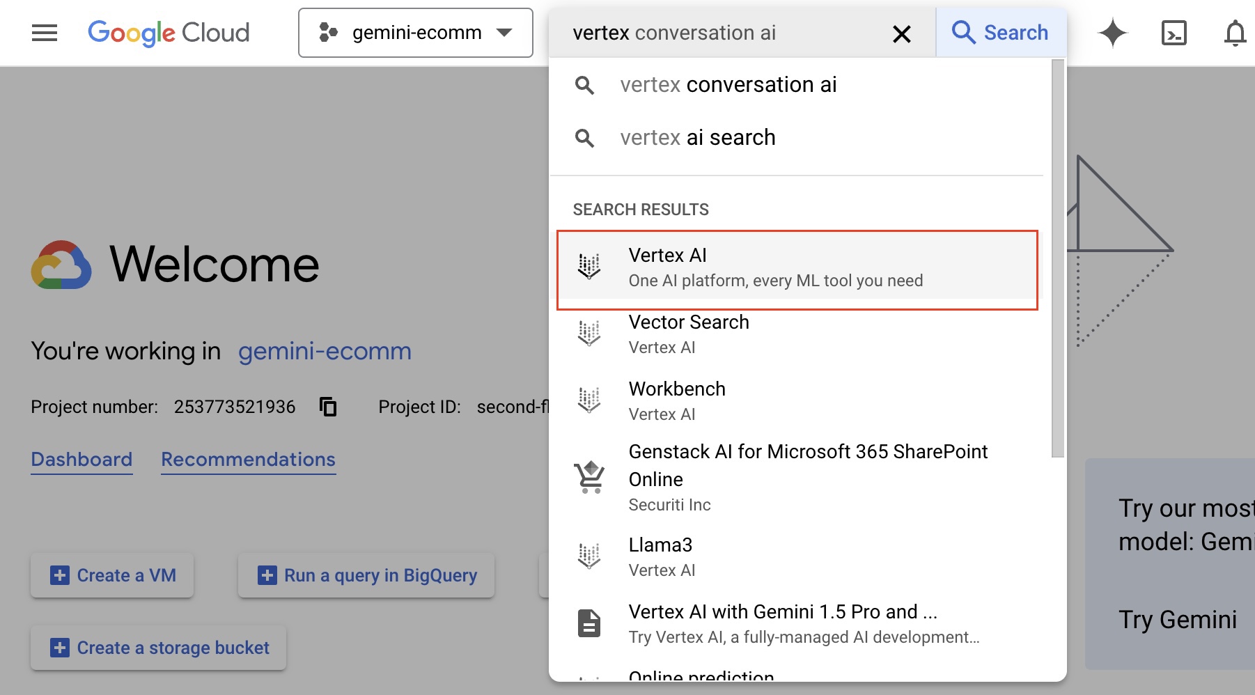 Search vertex on GCP console