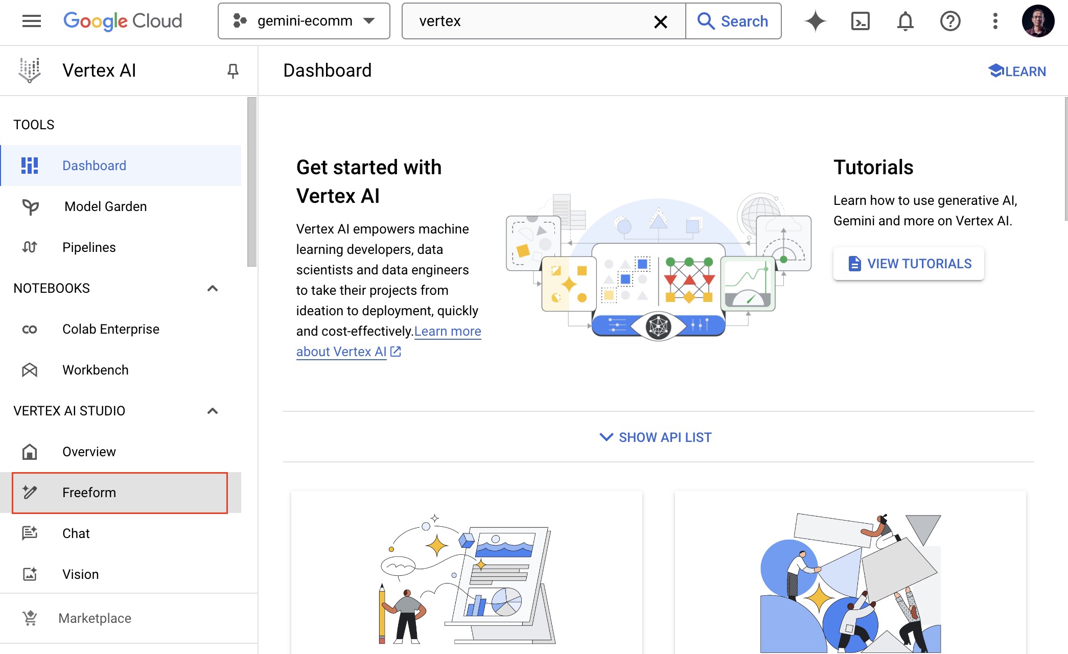 Click on Multimodal on Vertex AI page